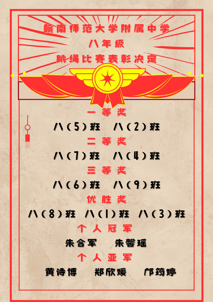 “绳”影飞动，“跳”出精彩 —— 八年级1分钟跳短绳比赛纪实
