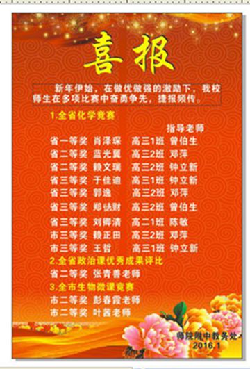 我校化学学科在全省化学竞赛中荣获佳绩